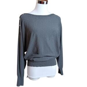 JM COLLECTION Sweater Top S Relaxed Dark Gray Casual Career Office‎ Comfort Soft